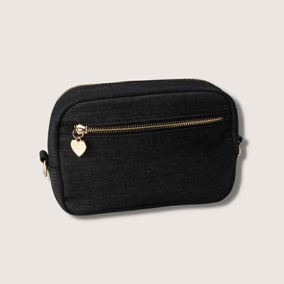 Blue Denim Crossbody Chest Fanny Pack HandBag with Gold Hardware Waist … - Picture 5 of 9